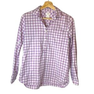 NWOT J. Crew purple gingham boyfit 1/2 button down